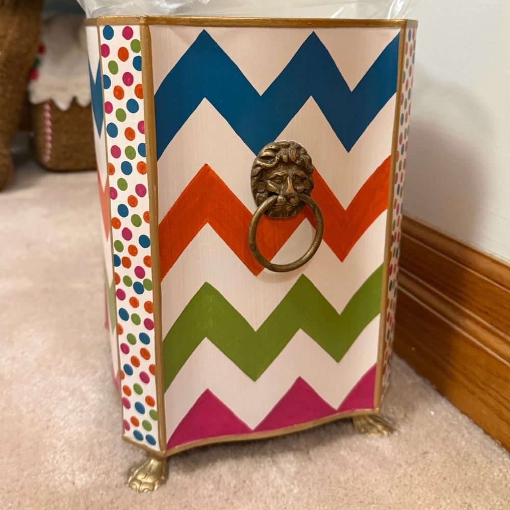 Mackenzie-Childs Trampoline Waste Bin Storage Container (White)